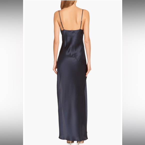 NEW Amanda Uprichard Ansonia Asymmetric Silk Gown in Ink - Picture 2 of 7